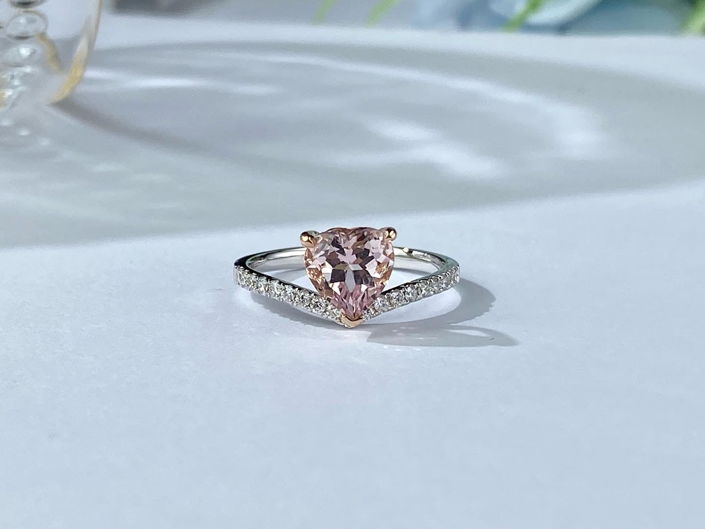 Heart Morganite Diamond Ring 心形摩根寶石鑽石戒指