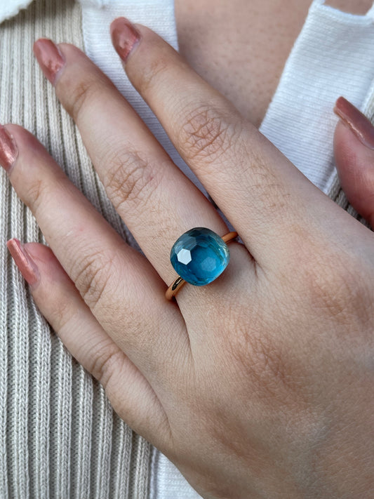 Aquamarine Ring 蜂巢切割海藍寶戒指